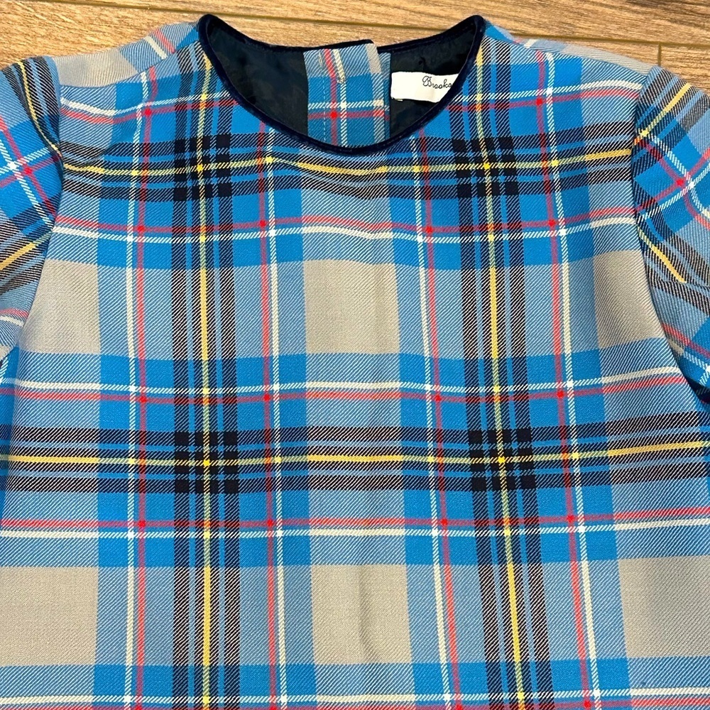 NWT! Brooks Brothers Girls 8 Blue Plaid Short Sleeve Sheath Dress - Picture 4 of 7